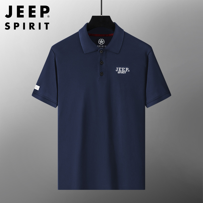 JEEP SPIRIT 夏季男士纯棉Polo衫高端简约刺绣短袖T恤