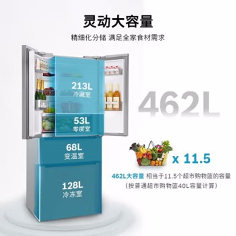 博世(BOSCH)冰箱 462L多门微缝嵌入式家用冰箱 KFF72VA23C 魔术变温pro 鸽羽白高清大图