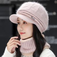 白色 单帽子没有围脖 帽子女士秋冬季妈妈洋气百搭冬天加绒加厚防寒保暖毛线帽中老年人