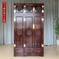 香樟木衣柜中式顶箱柜卧室三门衣橱大容量挂衣立柜雕花储物柜防潮