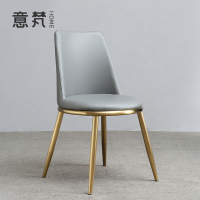 意梵 北欧餐椅皮艺餐椅电镀不锈钢软包椅子 后现代轻奢样板房网红椅 CY1828