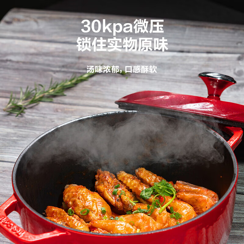 格力董明珠铸铁珐琅锅3.8L一锅多用GTF24-T01摩卡粉24cm 戴红 24cm 0ml高清大图