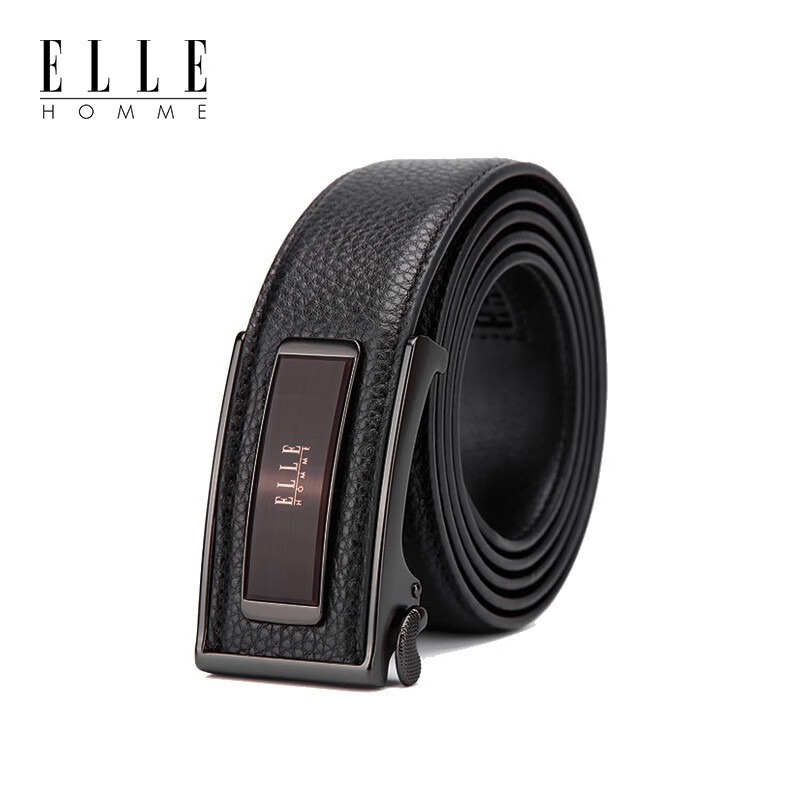 ELLE HOMME 真皮自动扣腰带男士皮带 情人节礼物 EE184725835 黑色高清大图