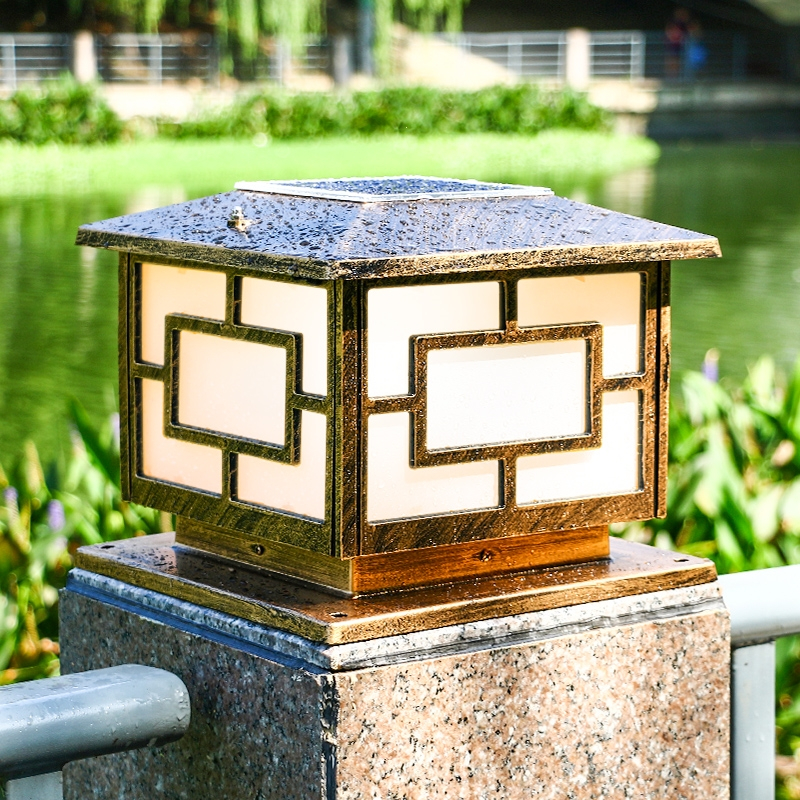 闪电客太阳能柱头灯户外防水围墙灯花园别墅大门灯柱子灯家用庭院墙头