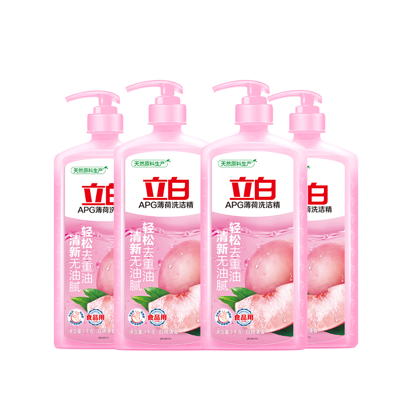 立白薄荷洗洁精轻松去重油食品用果蔬可用APG洗洁精1kg*4瓶