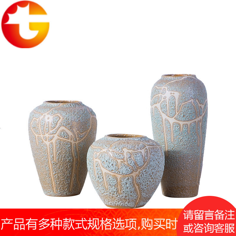 景德镇陶瓷花瓶插花粗陶罐花盆仿古玄关瓷器摆件复古陶艺干花瓷瓶