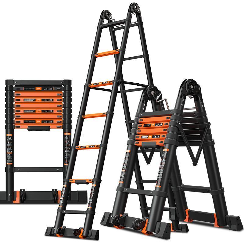 9米人字梯[安全] 伸缩梯子人字梯家用铝合金加厚折叠梯便携多功能升降