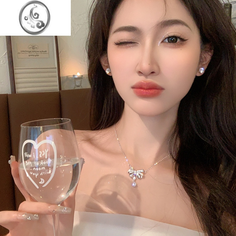 JiMi在逃公主仙女之泪微镶锆石蝴蝶结水滴项链轻奢小众设计高级感颈链