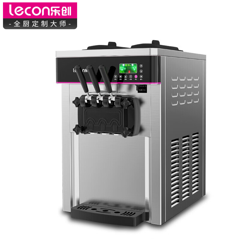 乐创(lecon)冰淇淋机商用雪糕机软冰激凌机全自动甜筒机圣代机小型不锈钢台式 YKF-8218T高清大图