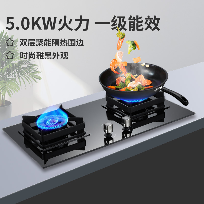 帅康燃气灶嵌入式双眼灶5.0kW大火力钢化玻璃台嵌两用单灶具自营家用单灶熄火保护炉灶煤气炉打火双灶台式煤气灶天然气61C