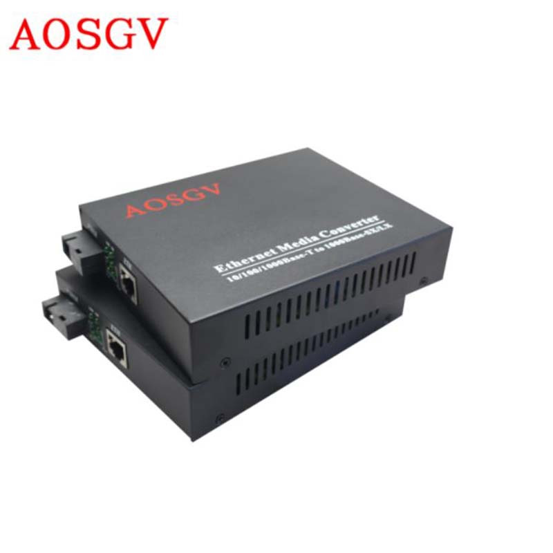 AOSGV 20公里 光纤收发器 光纤转换器 内置SC接口 千兆单模单纤1对