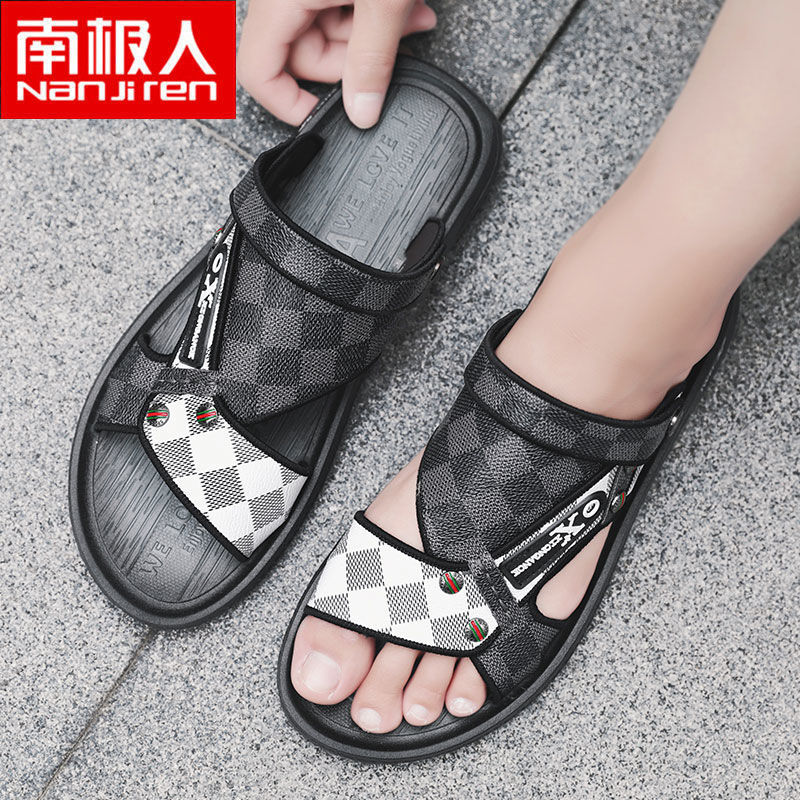 夏季凉鞋男2021新款休闲运动防滑外穿两用凉拖鞋男士沙滩鞋 黑色- 43