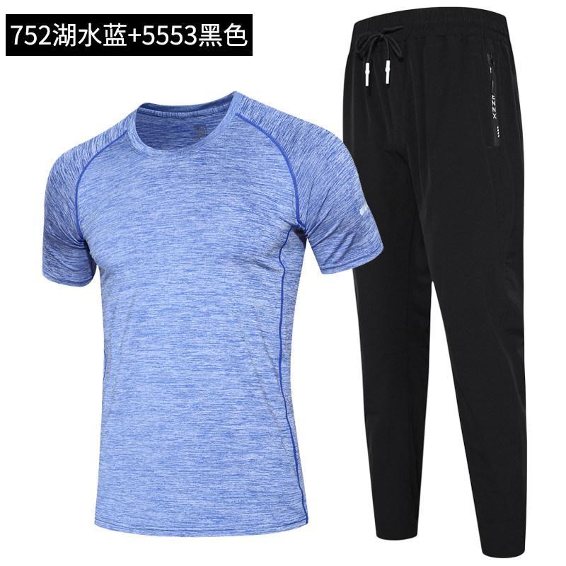 跑步运动套装男夏季薄款户外速干运动衣夏天健身服短袖休闲两件套