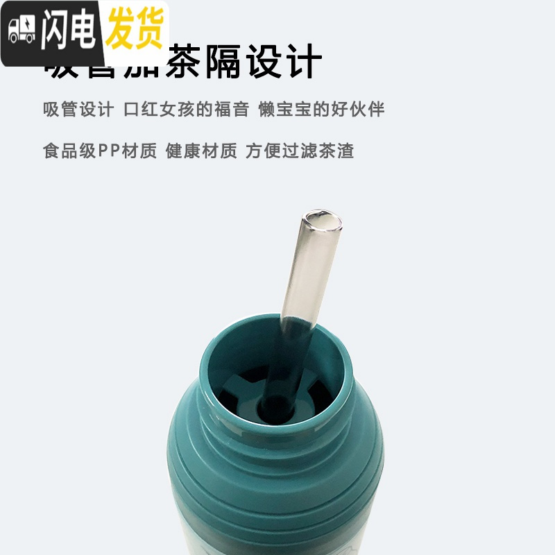 三维工匠韩版带吸管保温杯女ins原宿风简约文艺学生水杯子可爱超萌小仙女 咖啡色小猫咪350