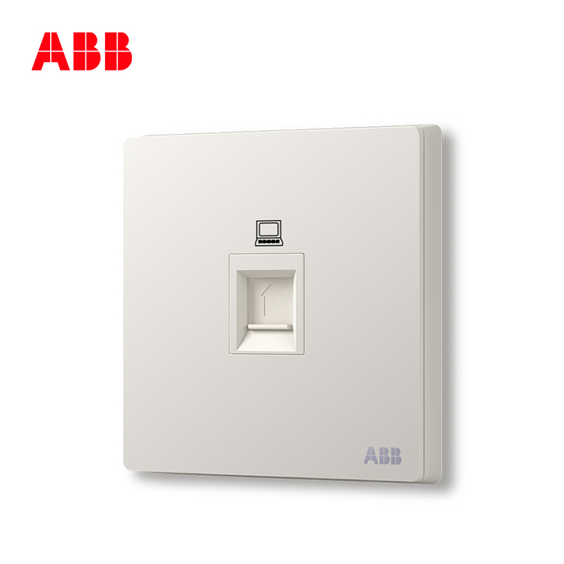 ABB开关插座 轩致无框 雅典白色 一位6类六类电脑网络插座AF333
