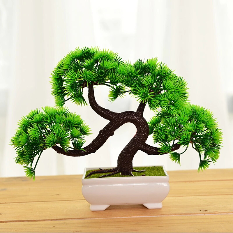 仿真迎客松植物盆栽室内绿植小盆景摆件桌面假花摆设家居装饰品摆件