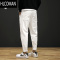 HLCOMAN秋季大码白色牛仔裤男潮牌宽松弹力长裤韩版潮流男裤哈伦休闲裤子