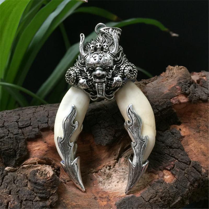 狼头镶嵌坠狼牙形挂件霸气男女款锁骨链颈链坠饰送女朋友七夕情人节