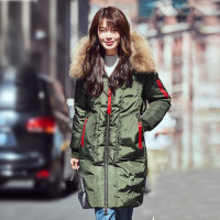 高梵GOLDFARM冬季新款貉子毛领中长款羽绒服女士时尚撞色韩版保暖外套