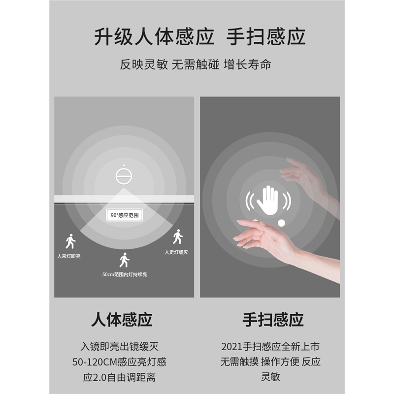 古达智能浴室镜触摸屏挂墙式卫生间镜子带灯led厕所卫浴镜发光防雾镜