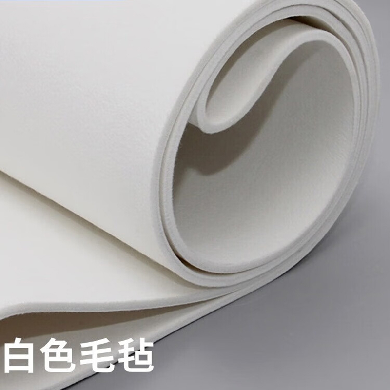 谋福 背胶自粘毛毡绒布 音箱汽车隔音无纺布墙贴【4mm白色一米长(带背胶)】