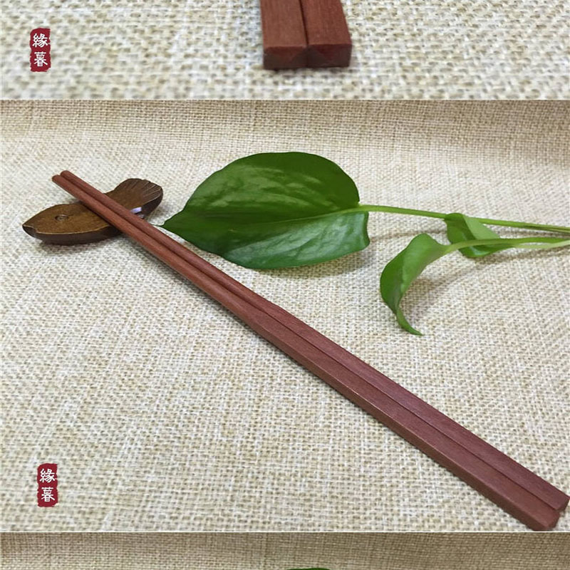 高档紫檀实木筷子防滑耐高温家用高级原木质无漆无蜡红木10双套装高清大图