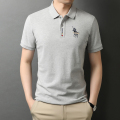 夏季品牌保罗polo衫男士短袖男t恤男装休闲体恤潮牌纯色上衣 170 浅灰色