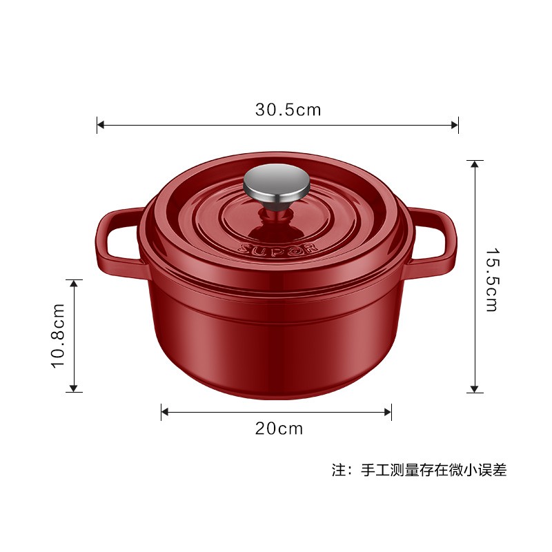 苏泊尔(SUPOR) 珐琅锅汤锅24cm铸铁锅炖锅3.5L酒红ET24MF01-R高清大图