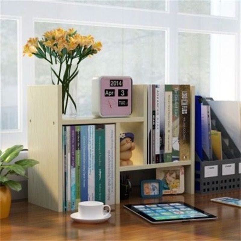 桌上书架置物架桌面儿童书柜简易简约现代学生收纳架办公桌面格架 浅核桃(高端出口型送螺丝刀)图片