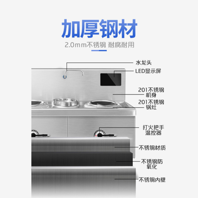 齐牛 商用电磁炉3500W凹面大功率大锅灶电磁灶台大炒炉磁控15kw食堂厨房 RM-SXC15C-01双头单尾小炒灶