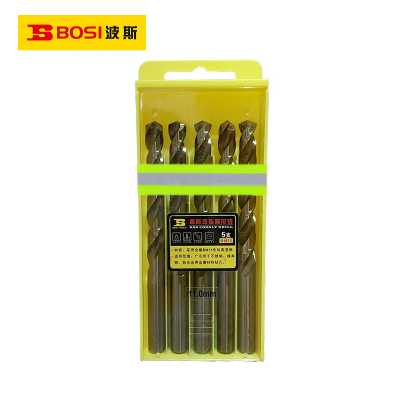 波斯(BOSI) 荧光系列直柄含钴麻花钻 11.0mm/5支 盒高清大图