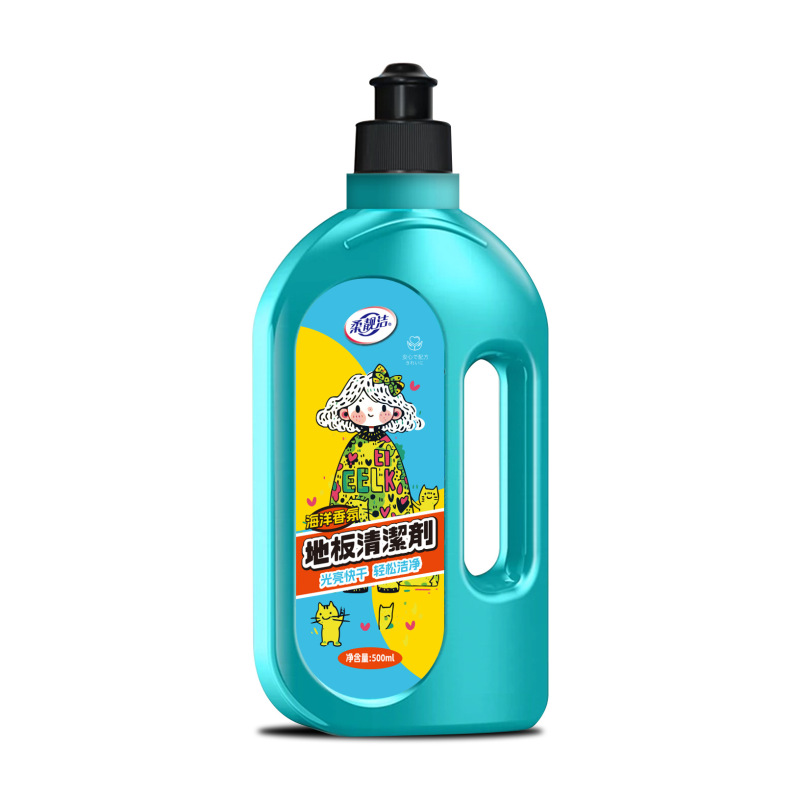 拍1发4瓶 柔靓洁地板清洁剂500ml/瓶香氛地板清洁剂光亮快干实木地板瓷砖地砖拖地清洗液高清大图