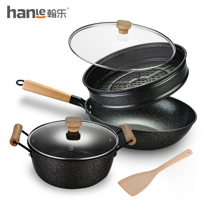 翰乐HL-T02-美味甄品32cm厨具套装不粘锅高清大图