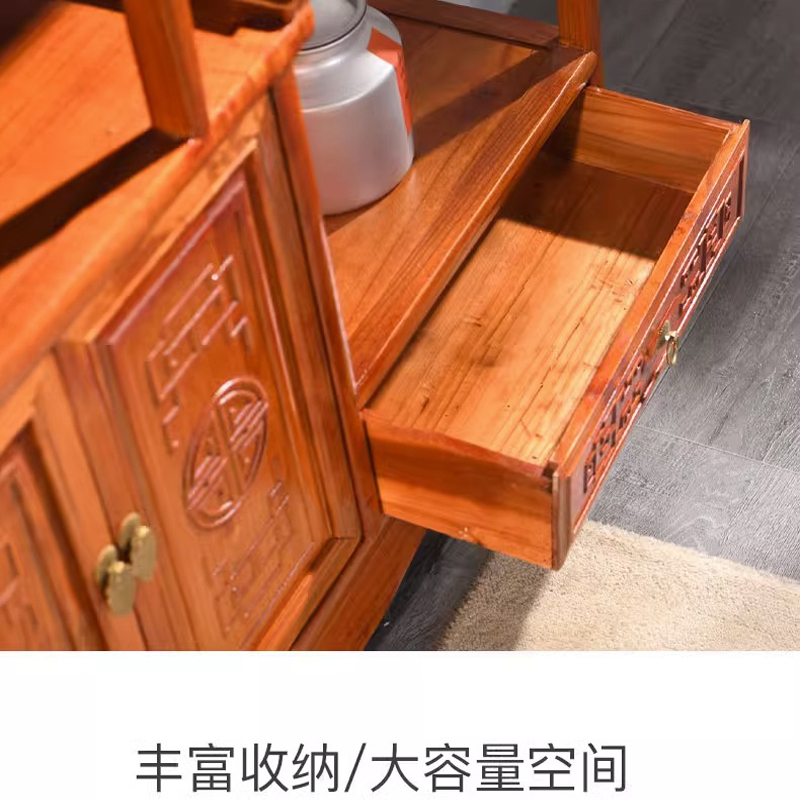 中意贝田 BT-CY003 博古架实木中式多宝阁榆木家具茶叶架子展示柜客厅隔断置物陈列柜 HJ高清大图