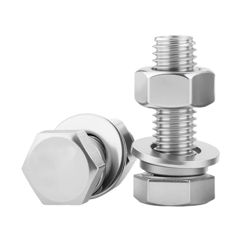 中锦科技304外六角螺丝螺母套装 (4.8级)M12*160【杆+母+平弹垫】套