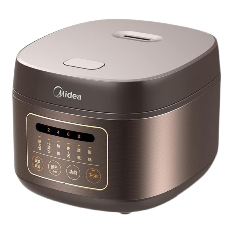 美的(Midea)电饭煲 家用5L一键柴米饭 智能预约金属机身 圆灶釜内胆可电饭锅 咖啡色MB-FB50M171