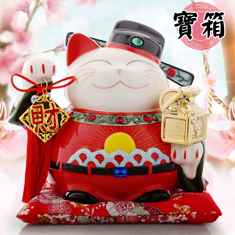 猫摆件开业 大号店铺礼品收银台存钱储蓄罐创意礼品 三维工匠 [新款]宝箱猫储蓄罐猫高清大图