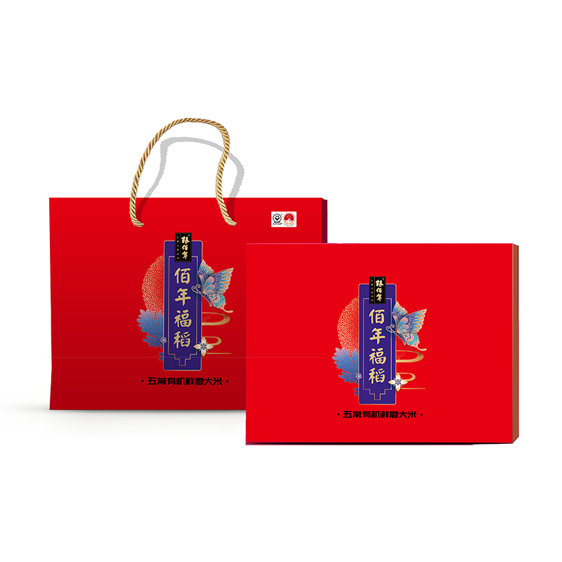 粮佰年佰年福稻有机鲜米礼盒500g*2