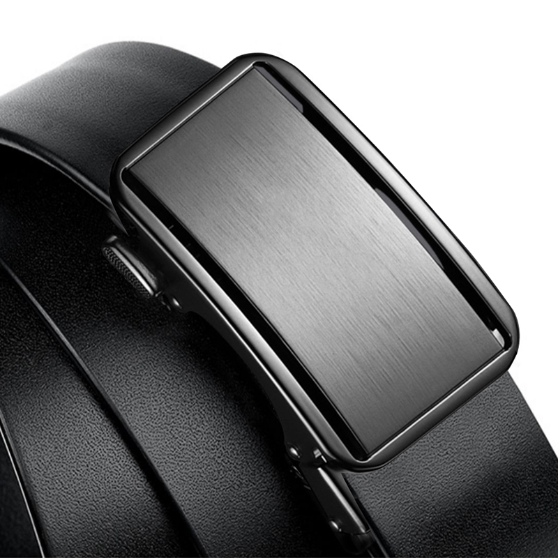 苏宁宜品头层牛皮腰带男自动扣休闲商务真皮皮带无夹层男中青年简约裤带男FG-31高清大图