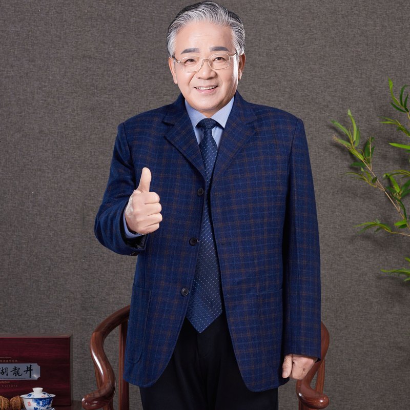 春秋装中年男士西服单西上衣商务休闲中老年西装爸爸装春装男外套