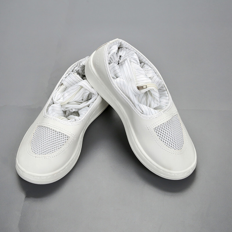 防静电高筒靴夏透气网无尘鞋连体鞋净化鞋洁净食品长筒靴粉色pu加厚软