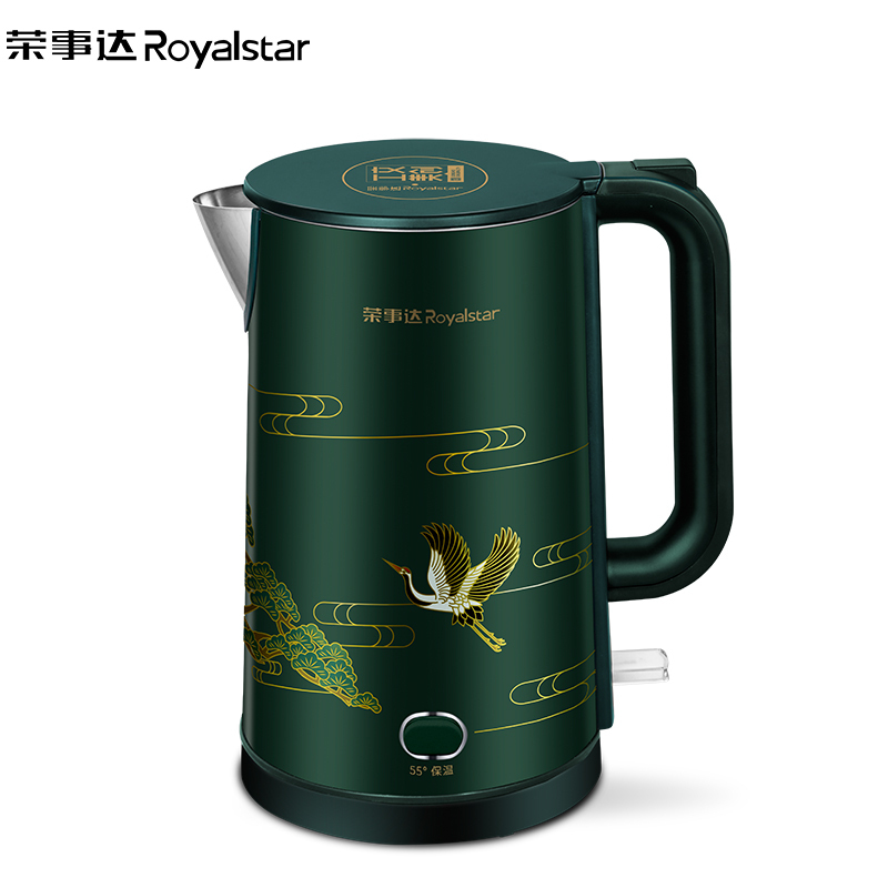荣事达(Royalstar)电热水壶GS18B27一键加热三层防烫可拆卸上盖1.8L电水壶塑料外壳 工美文创新国潮风