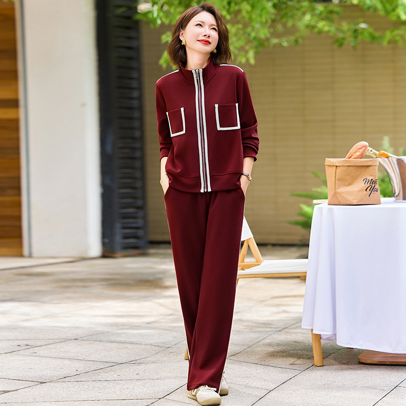 秋季新款妈妈装运动套装中老年女大码宽松女装两件套休闲装简约款