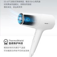 飞利浦(PHILIPS) 电吹风机 5系蓬蓬筒 温感焕护4千万负离子 大功率速干 白色 BHD500/05