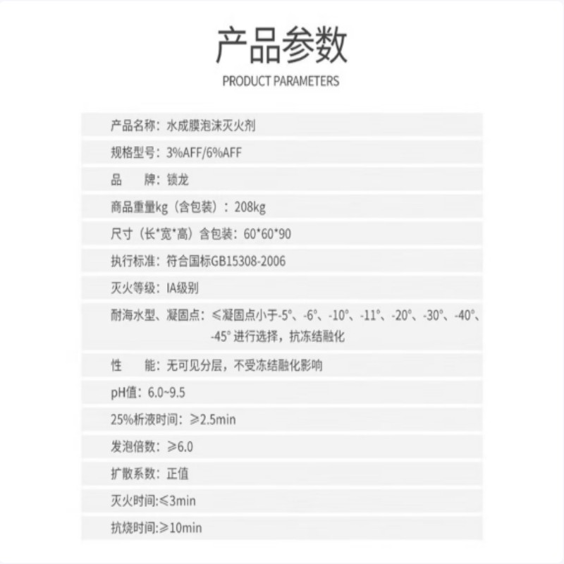 锁龙消防泡沫1吨 水成膜泡沫灭火剂 3%AFFF -45°1A级别 耐海水型高清大图