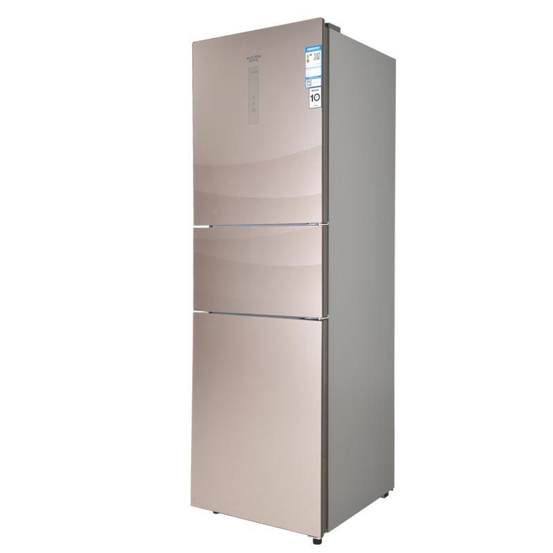 aucma澳柯玛236升三门冰箱风冷无霜变温省电雅致金视频