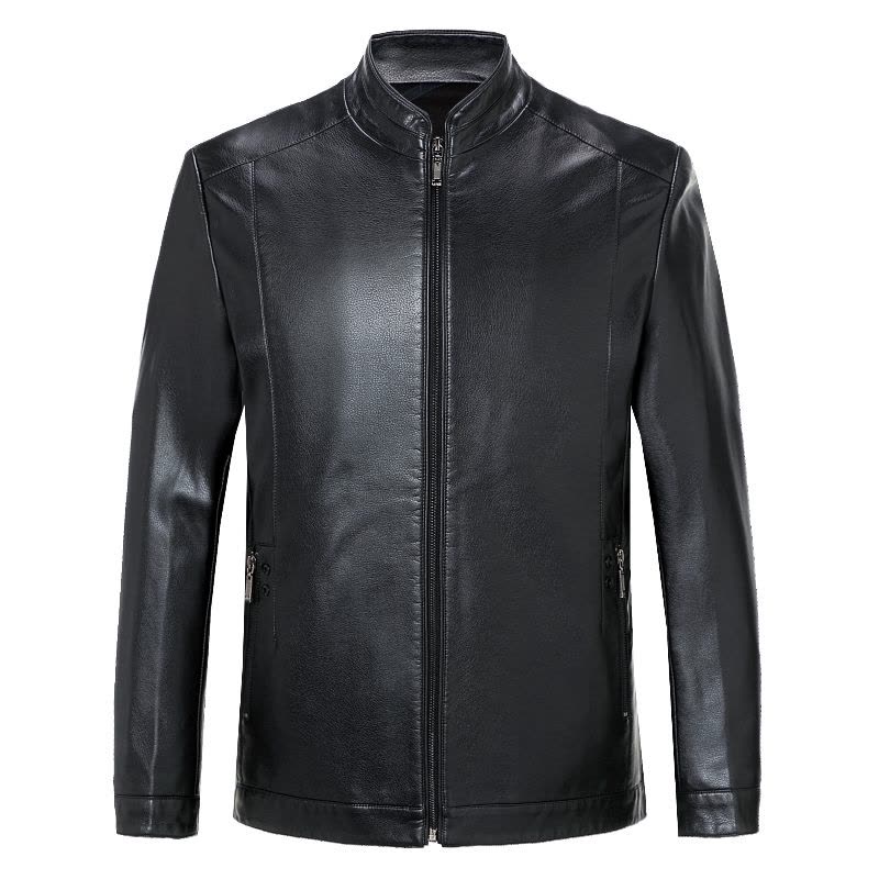 免费试穿掉皮包换海宁真皮皮衣男式皮衣机车皮加绒皮夹克绵羊皮立领外套真皮夹克男品牌外套男商务休闲大码外套正品图片