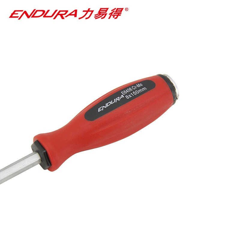 力易得(ENDURA)5x100mm一字橡塑穿心螺丝批 敲击螺丝刀改锥起子带磁穿心批 E6402 2把装/件 1件