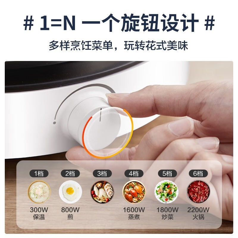 美的(Midea) 电磁炉 大功率电磁炉小型 大线圈 大火力 匀火旋钮调节 迷你易收纳 宿舍火锅炉(圆形)高清大图
