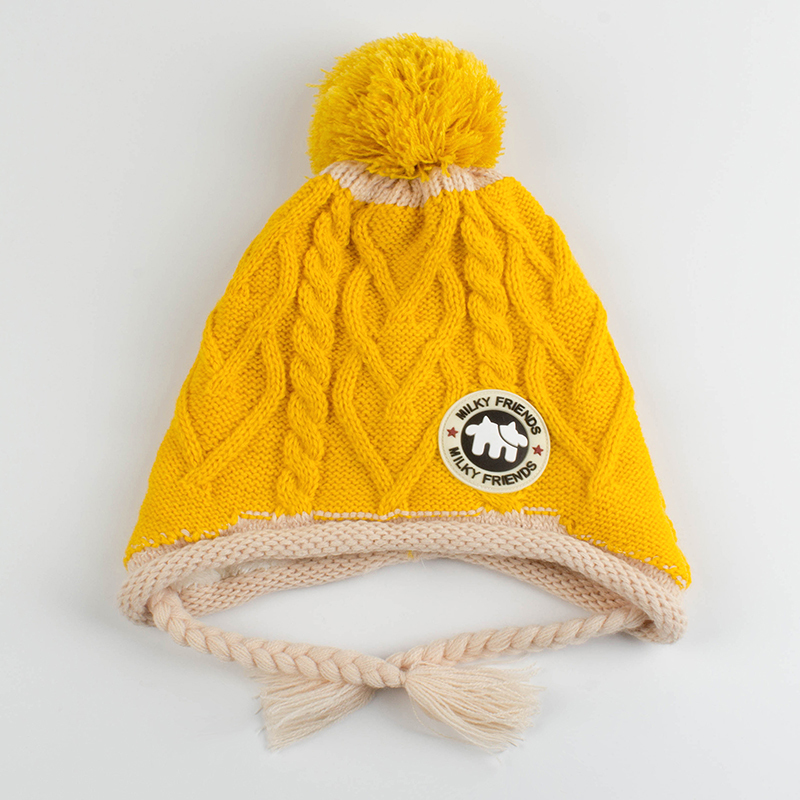 milkyfriends牛奶朋友宝宝帽子冬婴儿护耳毛线帽纯色儿童毛线帽儿童
